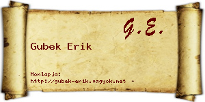 Gubek Erik névjegykártya